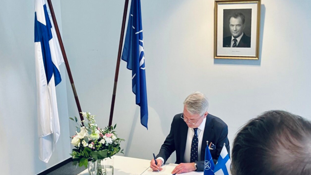 Finland Joins NATO with Finnish Foreign Minister, Pekka Haavisto signing the Accession