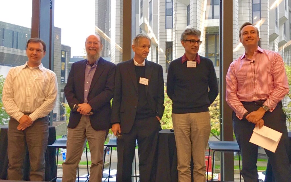 From left to right Russ Salakhutdinov, Richard S. Sutton, Geoffrey Hinton, Yoshua Bengio and Steve Jurvetson 