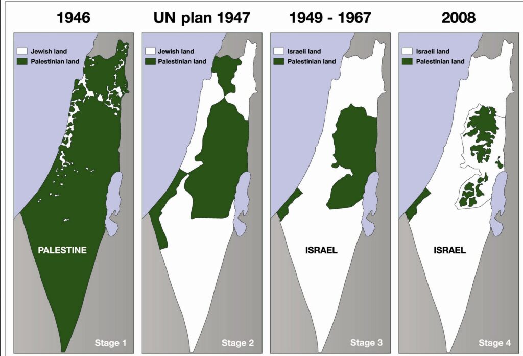 Illustrative map of Israel and Palestine by a user on X.com