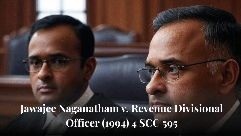 Jawajee Naganatham v. Revenue Divisional Officer (1994) 4 SCC 595 | Best Case Notes 4 Jawajee Naganatham v. Revenue Divisional Officer (1994) 4 SCC 595